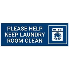 Please Help Keep Laundry Room Clean Sign, Engraved, 2x6 Inches, Indoor/Outdoor Use, Made in USA