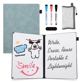 AGM Dry Erase Mini Whiteboard A4, 30 x 21.5 cm Double-Sided Desk White Board with 3 Colored Pens, 1 Eraser, 1 Mesh Bag, Portable Writing Board for Studying, Meetings, Note-Taking, and Doodling
