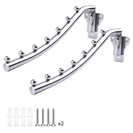 Folding Wall Mount Clothes Hanger Metal, 2 Pack Laundry Drying Rack Foldable with Swing Arm 180°Rotation Stainless Steel Wall Mounted Bathroom Clothes Rack Wardrobe Kitchen Hangers Balcony Coat Hooks