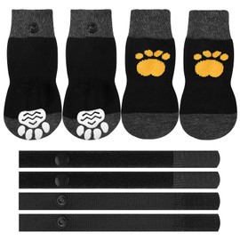 2 Pairs Anti Slip Dog Socks Paws Stop Licking Dog Grip Socks Pet Paw Protector Dog Boots Dog Claw Socks Dog Shoes Dog Slippers with Adjustable Strap for Puppy Dog Indoor Outdoor Hardwood Floor Walking