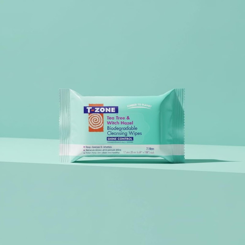 T-Zone Tea Tree & Witch Hazel Biodegradable Cleansing Wipes 25