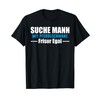 Search Man with Ponytail Hairstyle No Matter T-Shirt, black