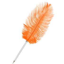 PATIKIL 30cm/12" Feather Ballpoint Pen, 1 Pcs Ink Vintage Quill Pen Refined Plated Dip Pen for Calligraphy Writing Signature Wedding Gift, Orange