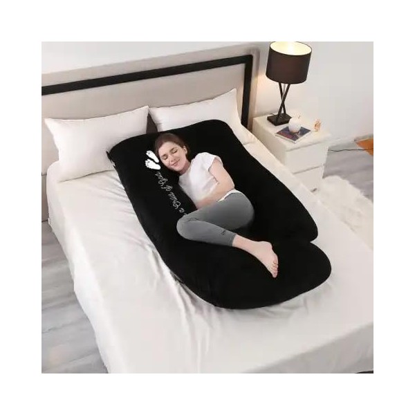 MOMNISIMAS ONE STYLE Pregnancy Pillow, Pink, U-Shaped, 50 in (Charcoal)