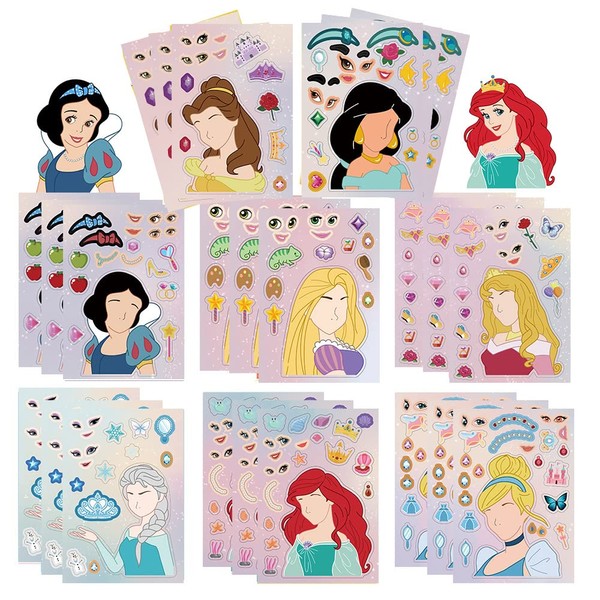 Dovipta Princess Stickers for Kids, 24 Sheets Make Your Own