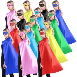 Adult Superhero Capes and Masks for Teenagers Men & Women 14 Sets Bulk Pack - Dress Up Superhero Party Capes for Spirit Day Team Building