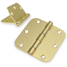 Haidms 24 Pack Satin Brass Door Hinges 3.5 Inch Bifold Gold Door Hinges with 5/8" Radius Corner for Heavy Duty Removable Pin Interior Doors
