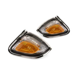 For 2001 2002 2003 2004 Toyota Tacoma Pair Driver and Passenger Side Turn Signal/Side Marker Light w/Bulbs TO2520161 TO2521161 | 81620-04080 81610-04080 ;w/Chrome Bezel