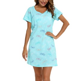 Mialucce Womens Nightwear-Short Sleeve, Nighties for Women with Pattern, Nightdresses for Women UK & Women's Nightwear