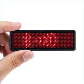 Coolbird Red LED Name Tag, Rechargeable Wireless Bluetooth LED Name Badge Reuseable Price Tag 44x11 Pixels Digital Sign for Restaurant Shop Exhibition Nightclub Hotel