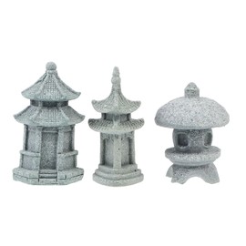 Happyyami 3Pcs Miniature Pagoda Lantern Japanese Stone Lantern for pPatio Decorations Outdoor Fairies Figurines for Miniature Fairy Garden Accessories Outdoor Decoration
