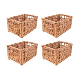 Creative Home Small Wicker Storage Basket, 30 x 20 x 15 cm +/- 2 cm, Handbraided, Durable, Woven Natural Basket with Handles, Storage, for Shelf, Toys, Tools, Bathroom Basket