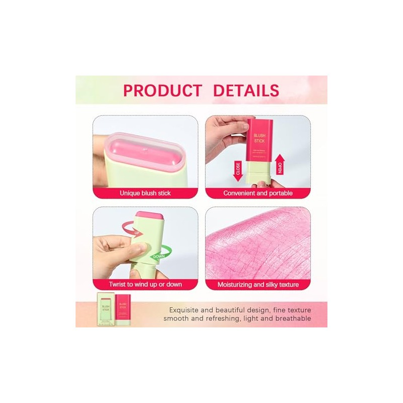 Barra de Rubor de Maquillaje Multiusos, Beauty Solid Moisturizer Stick,
