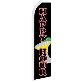 Happy Hour Swooper Advertising Flag - Perfect for Store Fronts, Businesses, Retailers, Shops, Food Trucks, Events, Fairs, Bars, Cantinas