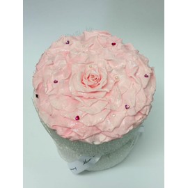 MELIA I FLEUR Single Large Rose, Preserved Flowers, Gift, Large Bouquet, Birthday, Anniversary, Celebration, Rose, White Pink, Diameter Approx. 5.5 inches (14 cm) [Eternal Snow Rose]