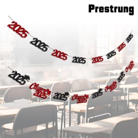 Vofrise Red and Black Class of 2025 Banner 2025 Graduation Party Decorations Glitter Graduation Banners with Grad Cap for Senior High School College Graduate Celebration