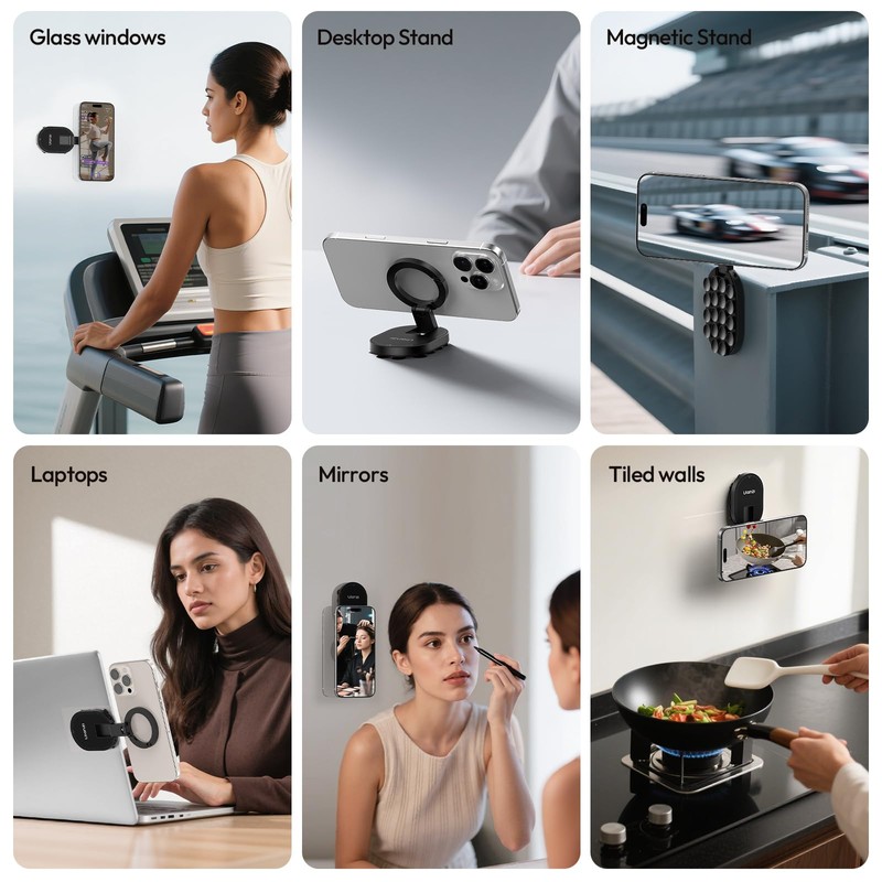 ULANZI MA39 Gym Magnetic Phone Holder, 360 Adjustable Silicone Suction