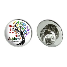 Autism Acceptance Tree of Life with Hearts Metal 0.75" Lapel Hat Pin Tie Tack Pinback