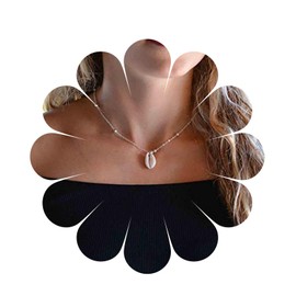 Allereya Vintage Shell Pendant Necklace Puka Shell Choker Necklace Cowrie Necklace Silver Satellite Cowrie Shell Necklace Jewelry for Women and Girls