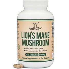 Organic Lions Mane Mushroom Capsules (300 Count), for Focus Support and Immune Health, Third Party Tested and Grown in The USA - by Double Wood