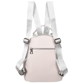 A1 FASHION GOODS Women's Real Leather Backpack, Multi-Zip Pockets Shoulder Bag Travel Rucksack Daypack A665 (Off-White)