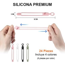 Timotech 24 Bridas de Silicona, Organizador de Cables, Sujetador de Cables, Organizador para Atar Cable de Auricular, Cargador de Teléfono y Computadora, Hogar, Oficina, Cocina y Escuela (Multicolor)