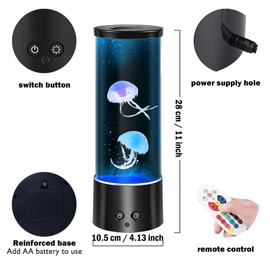 xocome Jellyfish Lava Lamp, Jellyfish Lamp 11.5 Inch Jellyfish Lamp Aquarium LED Tank Mood Lamp Multi Colour Night Light Desktop Round Mood Lamp Decoration Toy with Remote Control