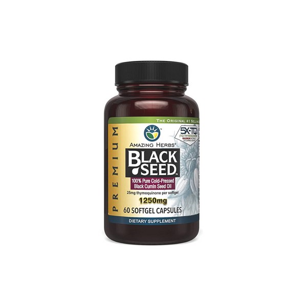 Amazing Herbs Black Seed Oil Premium 1250mg - 60 Softgels