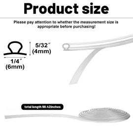 Tondiamo Shower Door Side Strip Seal Glass Translucent Shower Door Side Strip Seal Soft Clear PVC Frameless Glass Sweep to Stop Water(5/32 x 98.4 Inches,2 Rolls)
