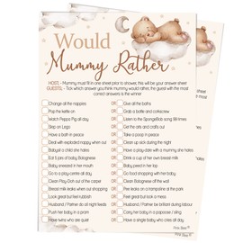Pink Bee Parties - Would Mummy Rather Baby Shower Game in Teddy Bear Theme, 40 Players