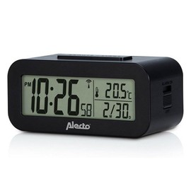 Alecto AK-30 Funkwecker - mit Thermometer und Hygrometer - Schlummerfunktion - Display mit Hintergrundbeleuchtung - Batteriebetrieben - schwarz