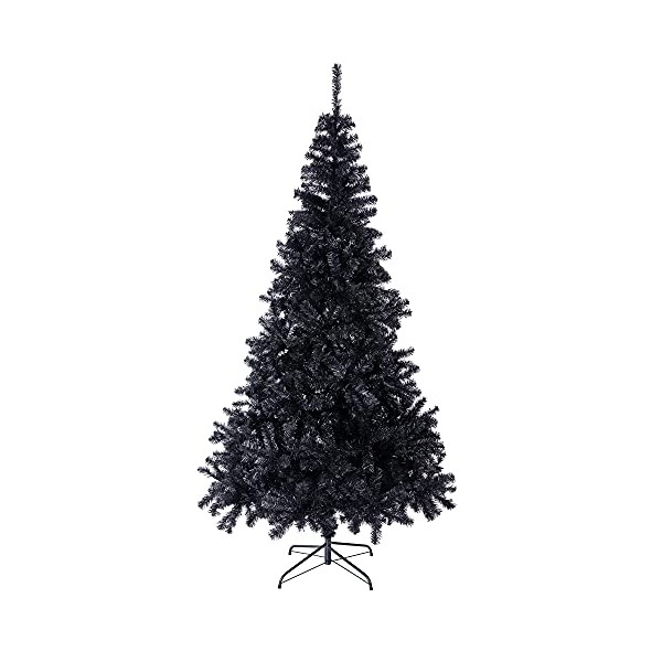 Sunnyglade 7.5 Ft Halloween Black Artificial Christmas Tree 1400 Tips
