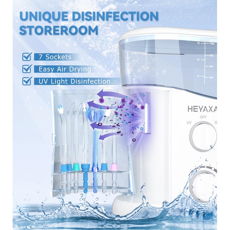 HEYAXA Water Dental Flosser for Teeth Cleaning with 1000ML Large