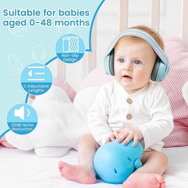 Sunshine smile Baby Hearing Protection 0-4 Years, 2-in-1 Hearing Protection, Baby Headphones, Newborn Earmuffs with Noise Cancelling & Adjustable Headband, Hearing Protection for Children, Hearing