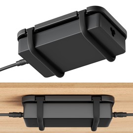 Upgraded Laptop Charger Holder,Adjustable Silicone Strap Power Brick Organizer With Heat Dissipation,Under Desk Cable Management Mount For Most Power Adapters,Chargers, Included Screws & Adhesive