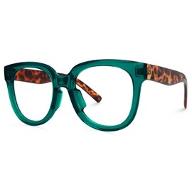 VOOGLAM Oversized Square Eyeglasses Green for Women Blue Light Block Vernetta-9594-01