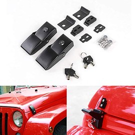 Stainless Steel Hood Latches Hood Lock Catch Latches Kit for Jeep Wrangler JK 2007-2017 (Black)