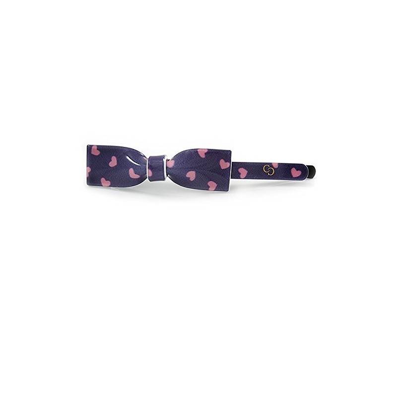 1Pcs Purple with Pink Hearts Acrylic Bow Hair Grip/Slide In
