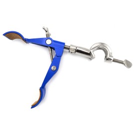2 Prong, Cork Lined, Burette, Flask, Beaker Clamp on Swivel Bosshead - 4.3" Max Clamp Opening, Bosshead fits up to 18mm Rods - Zinc Alloy Clamp - Research, Industrial Laboratory Grade - Eisco Labs