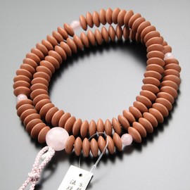 Dotcom Tendai Buddhist Prayer Beads for Women, 8 inch, Red Cherry Blossom, Rose Quartz, Bontenbo, by Hojuan, Yoshimura Judo, 108 Beads, Kyoto Red Crystal, 2000400700171, Gift Bag