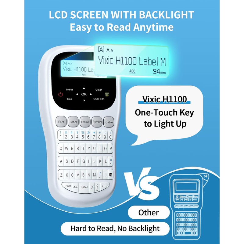 Vixic Label Maker, H1100 Label Maker Machine with-Tape, Portable Label