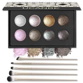 UCANBE Shimmer Metallic Eyeshadow Palette Set, Baked Eye shadow, High Pigment Makeup Palette, Soft Blendable for Party and Stage Makeup (03 All Metallic)