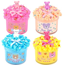 4 Pack Slim Kit, Cute Cloud Slime kit for GirlsAges 3-7,8-12, for Kids Slime Set Party kit, Stuff ChristmasParty Favors, Stress Relief Sensory Toys, Classroom &Offce Gifts, Birthday Gift