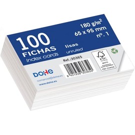 Dohe Smooth Cardboard Index Cards (Pack of 100) - Note Writing Cards, Size 9.5 x 6.5 cm, 180 g/No.1, Office Stationery - White