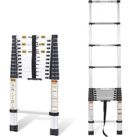 Telescopic Ladder, 16.5FT RIKADE Aluminum Telescoping Ladder with Non-Slip Feet, Portable Extension Ladder for Household and Outdoor