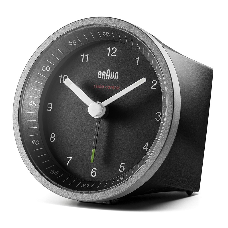 Braun Radio-Controlled Alarm Clock, Plastic, Black/Silver, Normal
