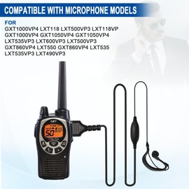 Akoree 2-Pack G-Shape Clip Ear Piece Walkie Talkie Headset 2 Pin Headset Earpiece with Mic PTT for Midland LXT118 GXT1000VP4 LXT500VP3 LXT600VP3 LXT380
