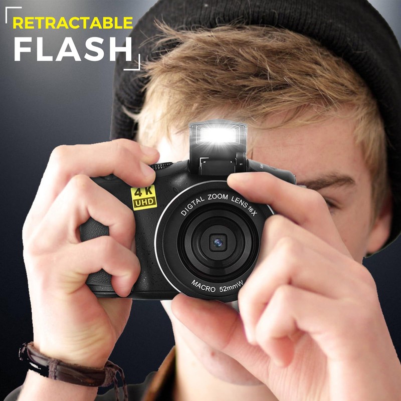 Digital Camera with Macro & Wide Angle Lens 48MP 4K