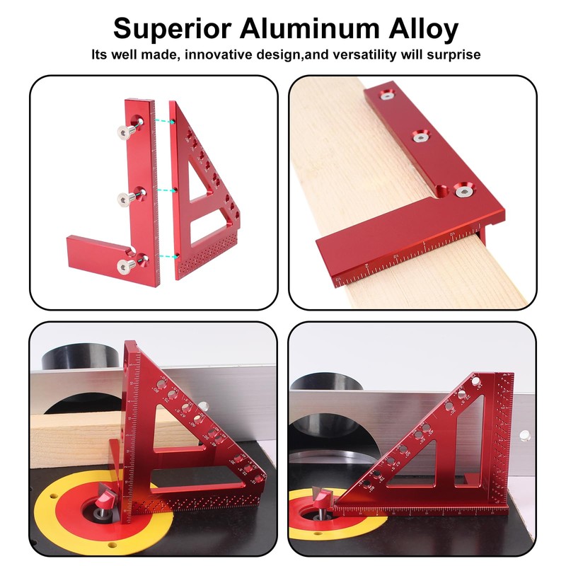 KETIPED Imperial 3D Carpenter Square Hole Scribing Triangle Ruler,Quick 15°