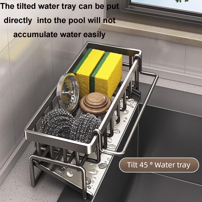 Kitchen Sink Caddy,Sponge Holder with Automatic Drainage, Perfect for Organizing